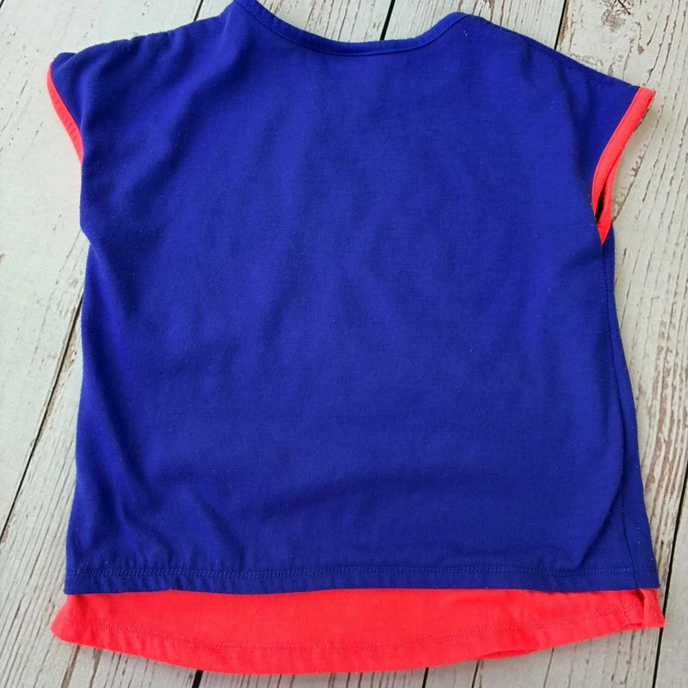 Adidas Girls 2 Piece Skort Set Blue Orange Heart Graphic Activewear Size 4T